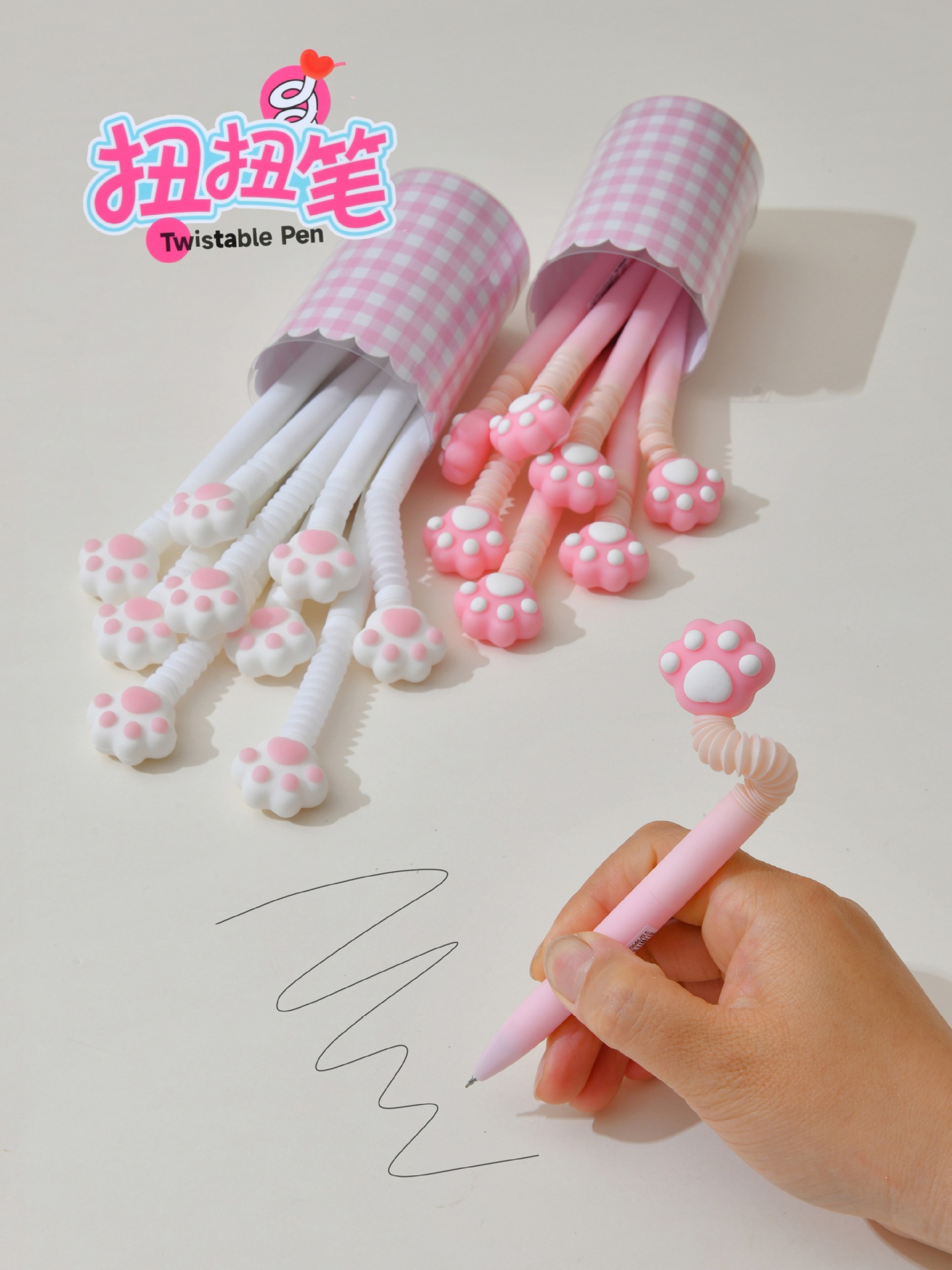 新品花朵扭扭中性笔小学生解压高颜值创意文具签字笔毛线花工艺品礼品详情21