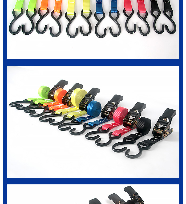 Rubber-coated double-hook thickened 5-meter 3m fixed goods binding strap, new cross-border wear-resistant tightener goods binding strap pic 8