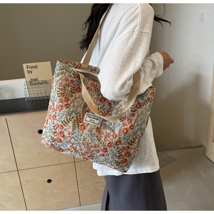 大容量帆布包包2024新款潮时尚百搭单肩手提袋子ins学生上课包女详情21