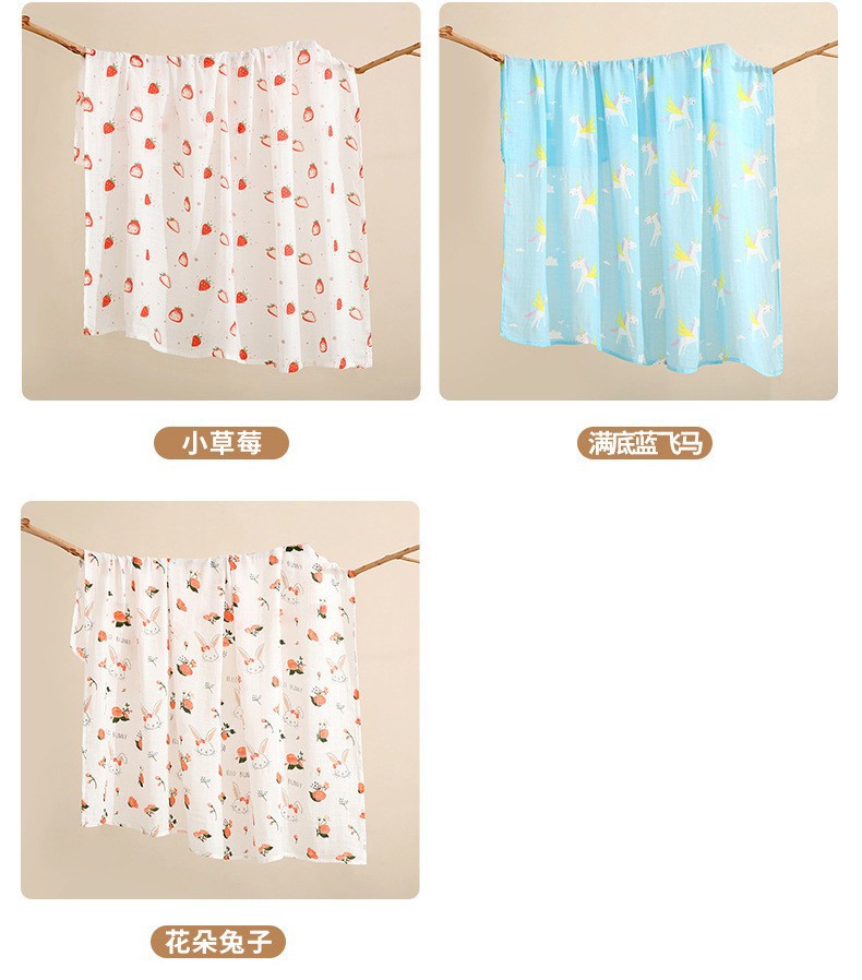 跨境双层竹棉夏季纱布被子婴儿初生儿浴巾盖毯批发muslin纱布包巾详情17