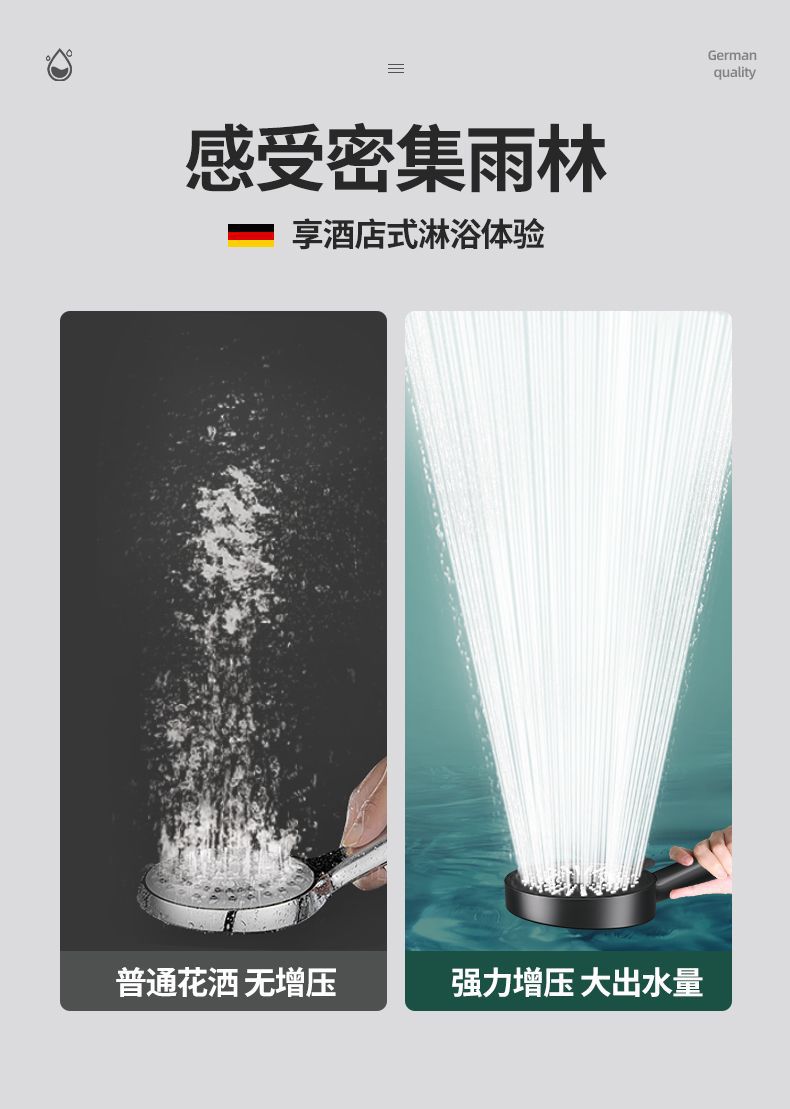 增压淋浴花洒喷头家用浴室卫生间洗澡淋雨卫浴花晒莲蓬头三件套装详情5