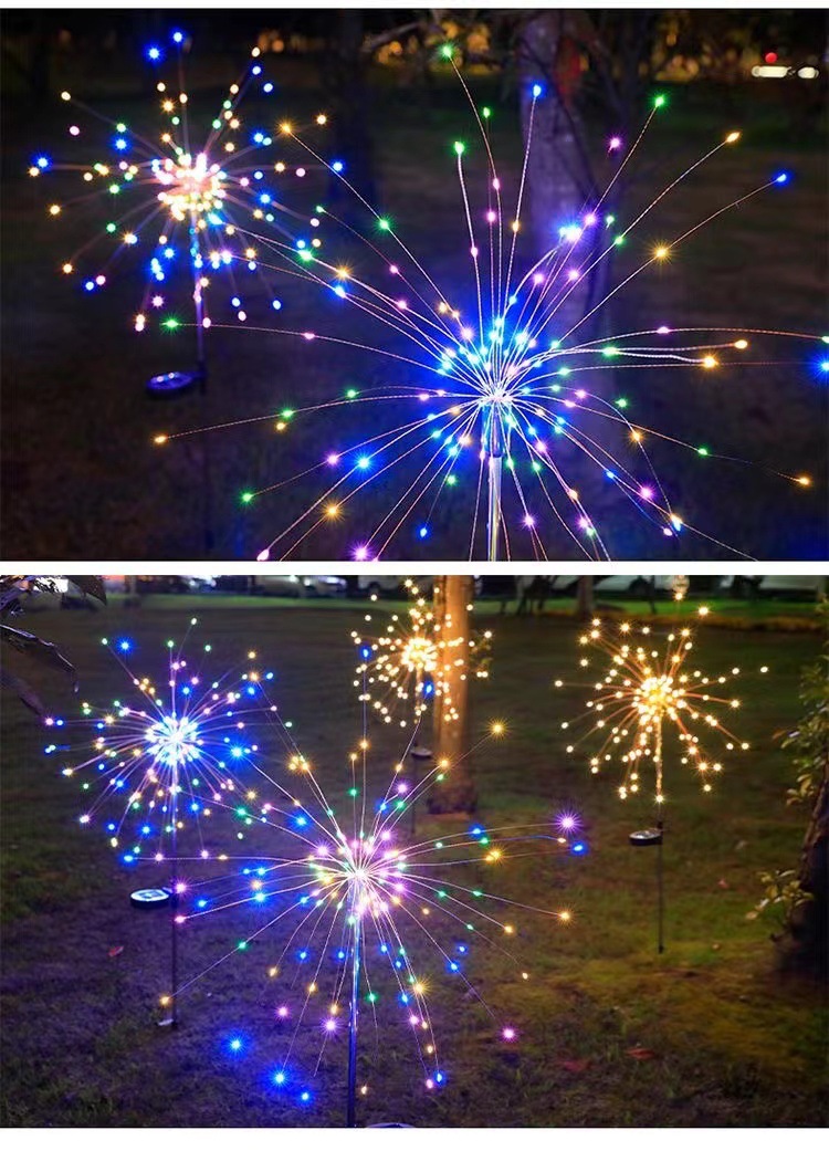 Cross-border LED solar fireworks, outdoor waterproof color light strings, landscape courtyard atmosphere lights, Christmas decoration, foreign trade pic 13