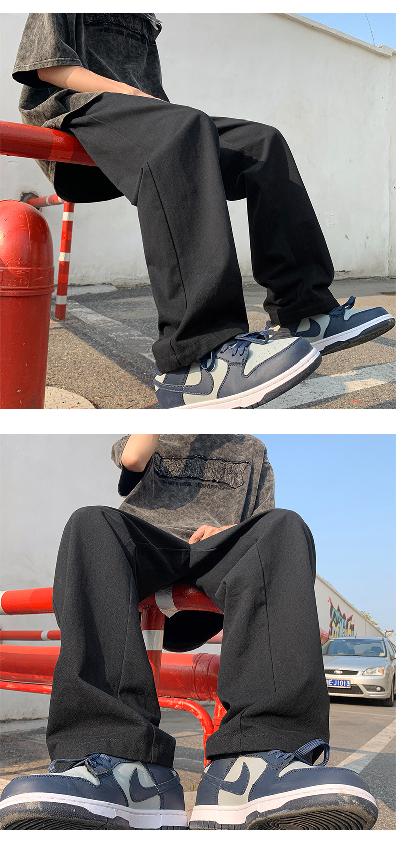 2025新款男士裤子秋冬裤子百搭设计感小众阔腿长裤日系直筒休闲裤详情3