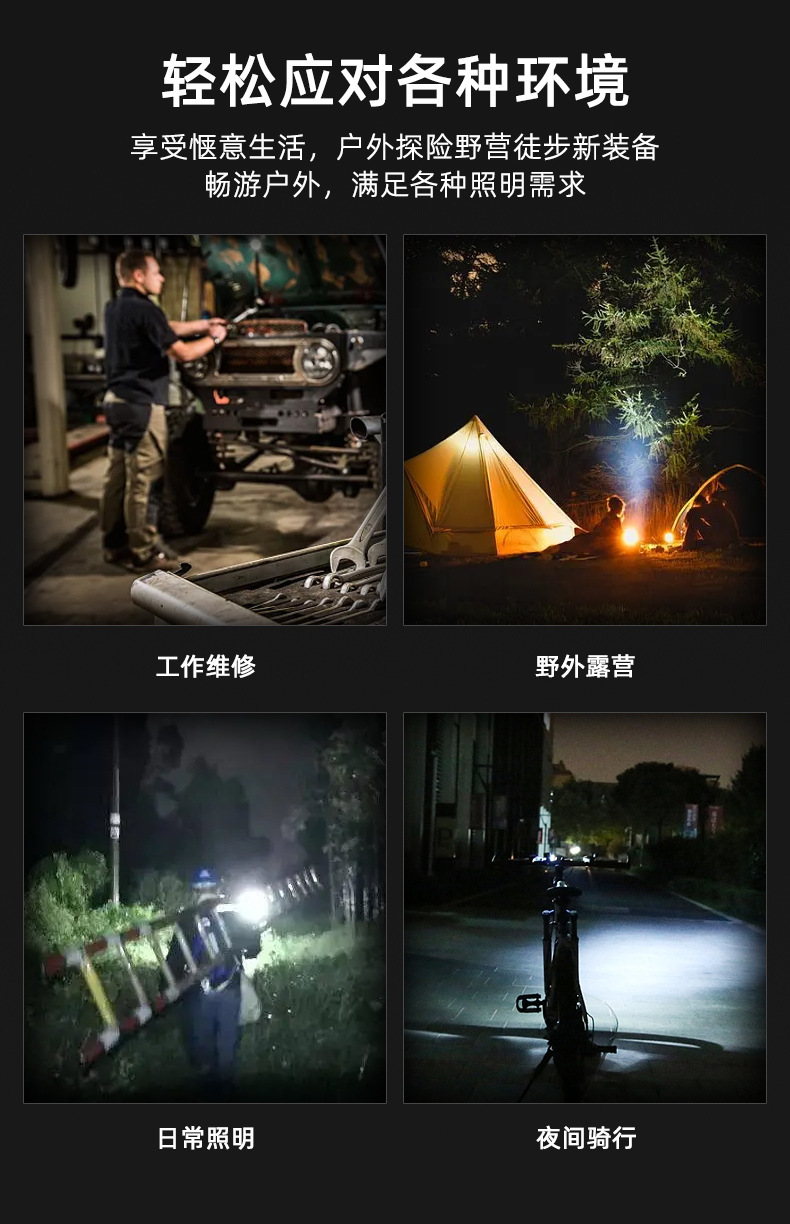 多功能COB磁铁汽修LED工作灯红光警示灯强光手电筒汽车检修工作灯详情13