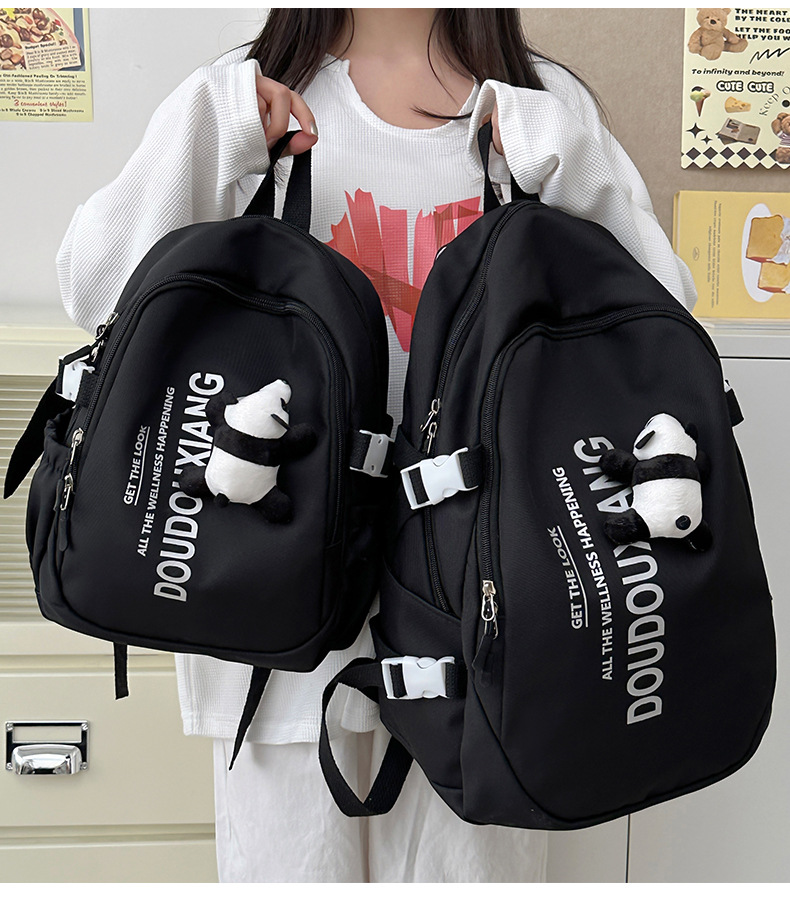 新款时尚休闲书包少女中学生双肩包高颜值大容量情侣双肩电脑包详情24