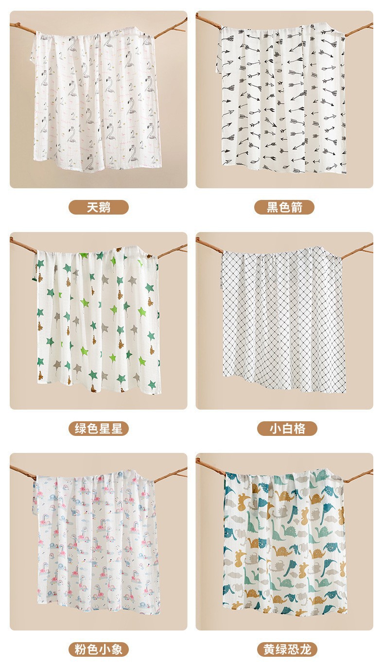 跨境双层竹棉夏季纱布被子婴儿初生儿浴巾盖毯批发muslin纱布包巾详情14