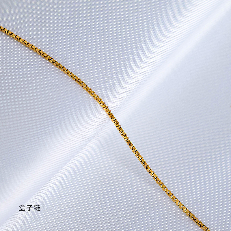 18K gold plain chain necklace for women, O-shaped chain, collarbone chain, snake bone, colored gold, titanium steel, fine single chain, rose gold, no pendant pic 12