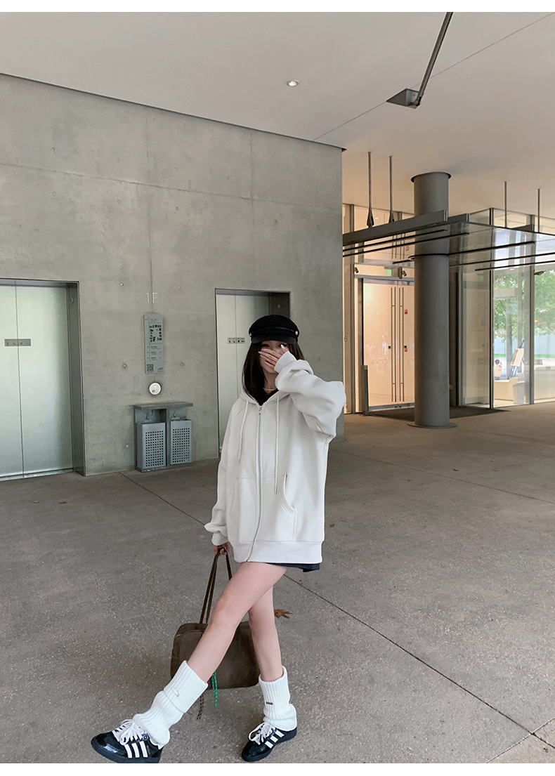 鸿衫重磅卫衣女高级感欧版卫衣开衫春秋宽松显瘦情侣连帽卫衣外套详情38