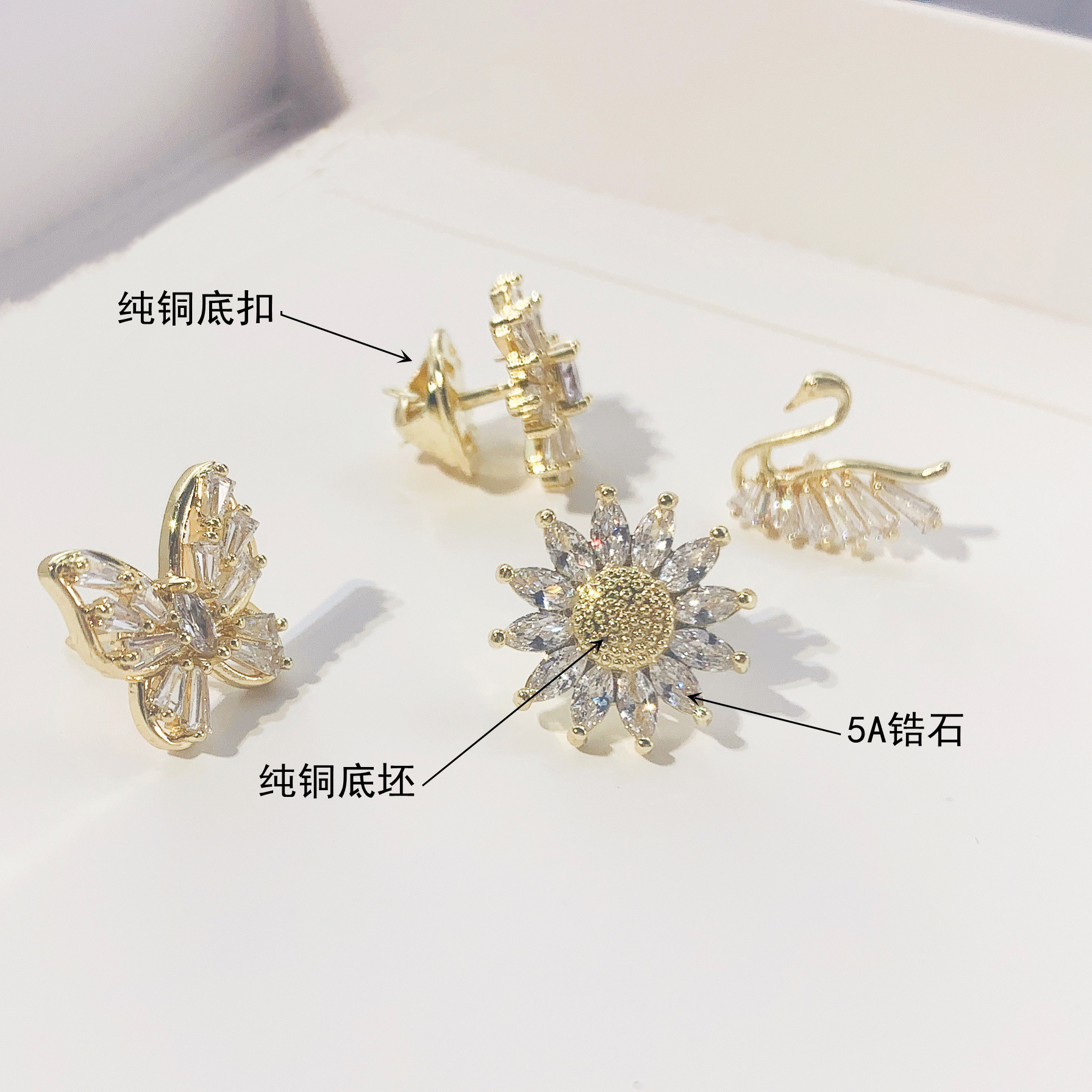 Anti-exposure small brooch for women, high-end and elegant copper zircon inlaid collar pin brooch decoration, clothing accessories wholesale pic 3