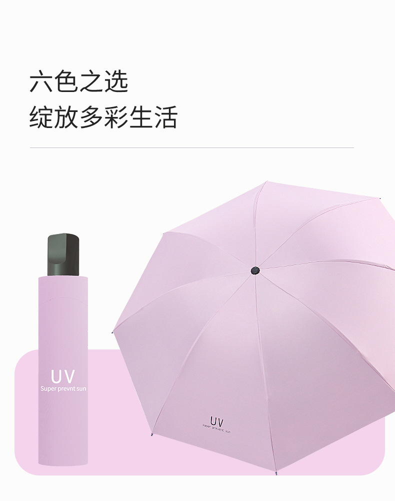 UV雨伞厂家批发迷你折叠遮阳伞大号晴雨两用伞黑胶手动三折太阳伞详情14