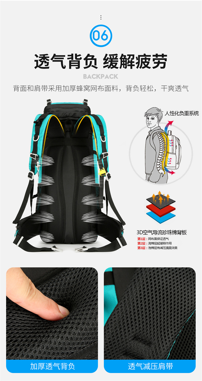 Yitu Outdoor Sports Mountaineering Bag 60-liter large capacity 2025 Autumn New Backpack, hiking, Camping and travel backpack pic 12