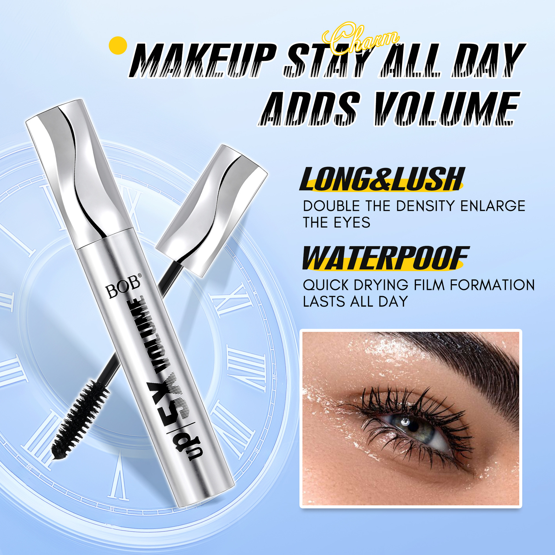 Cross-border bob silver tube mascara is waterproof and does not smudge pic 3