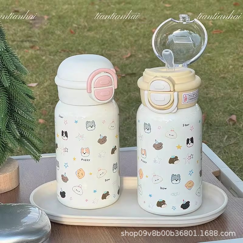 Simple insulated cup for girls with straw, high appearance level, double drinking cup 316 new model, portable for students, stainless steel insulated pic 4