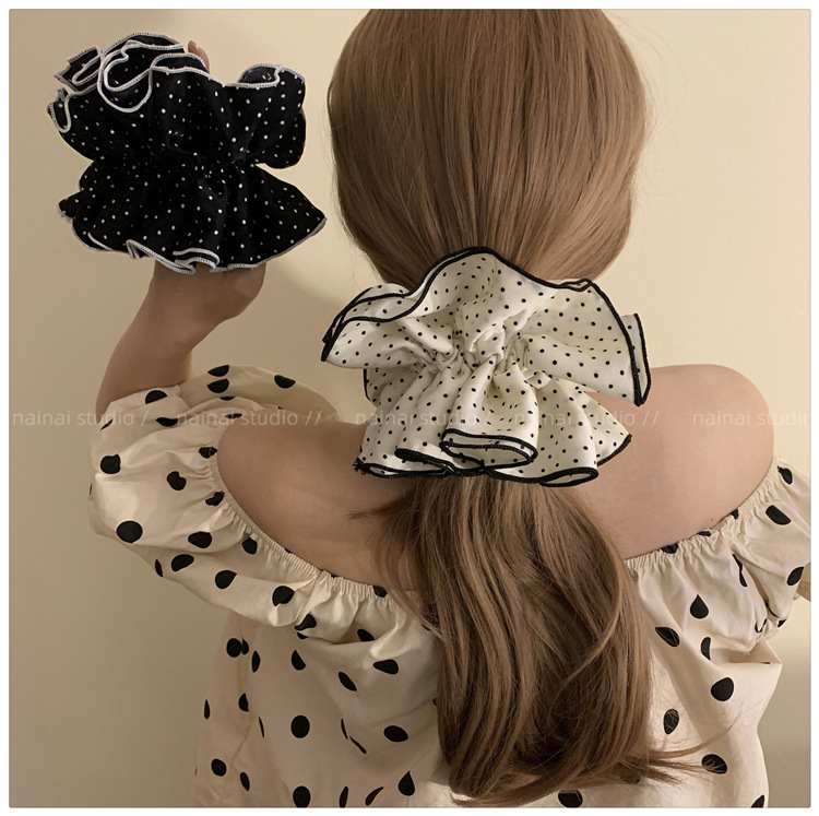 法式优雅波点大肠发圈网红2025新款简约温柔低马尾头绳女款发圈详情7