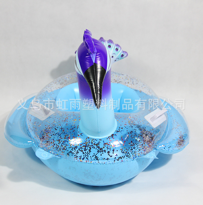 孔雀艇带翼亮片充气儿童游泳圈婴儿坐圈防侧翻座圈批发运动户外游泳用品详情3