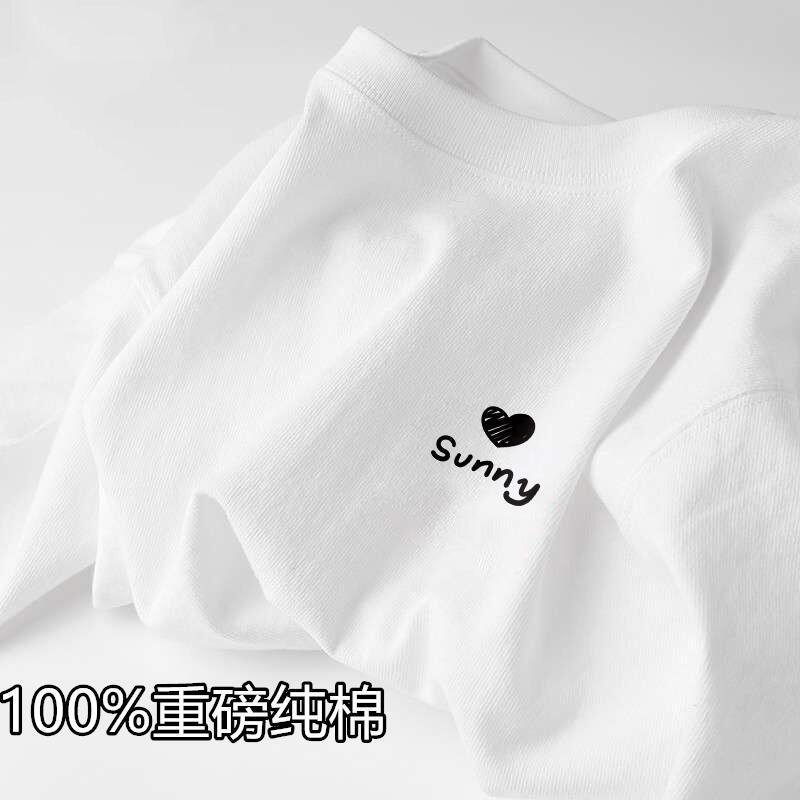 新疆纯棉短袖t恤男女同款清新简约白色打底衫ins夏季宽松半袖体恤详情20