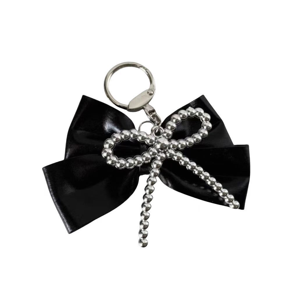 Korean InS-style silver bow pendant, retro y2k hot girl, niche sweet and cool bag pendant, keychain accessory pic 1