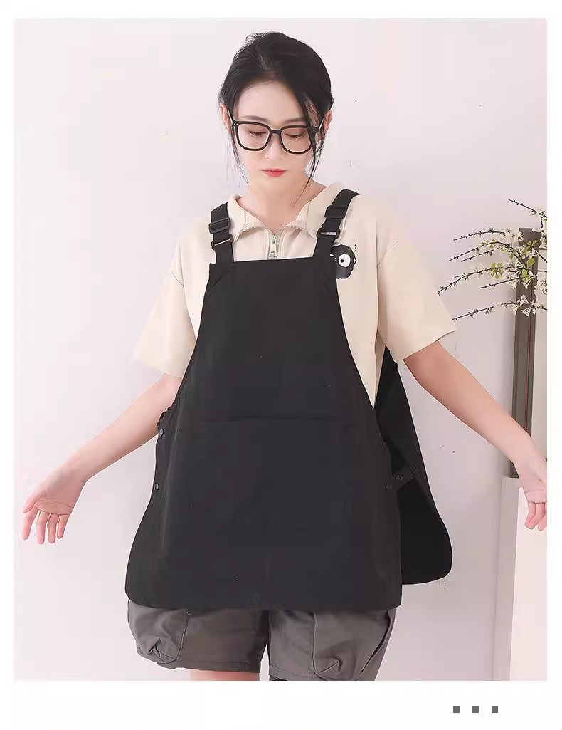 新款工装围裙日式防泼水男女罩衣厨房家用咖啡店工作服可印字批发详情22
