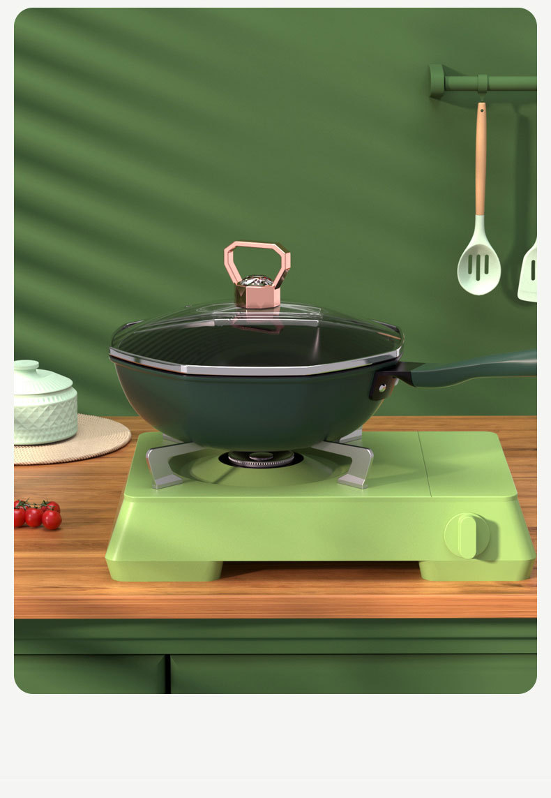 Titanium alloy wok, cast iron wok, enamel kitchenware, kitchen utensils, cooking wok pic 3
