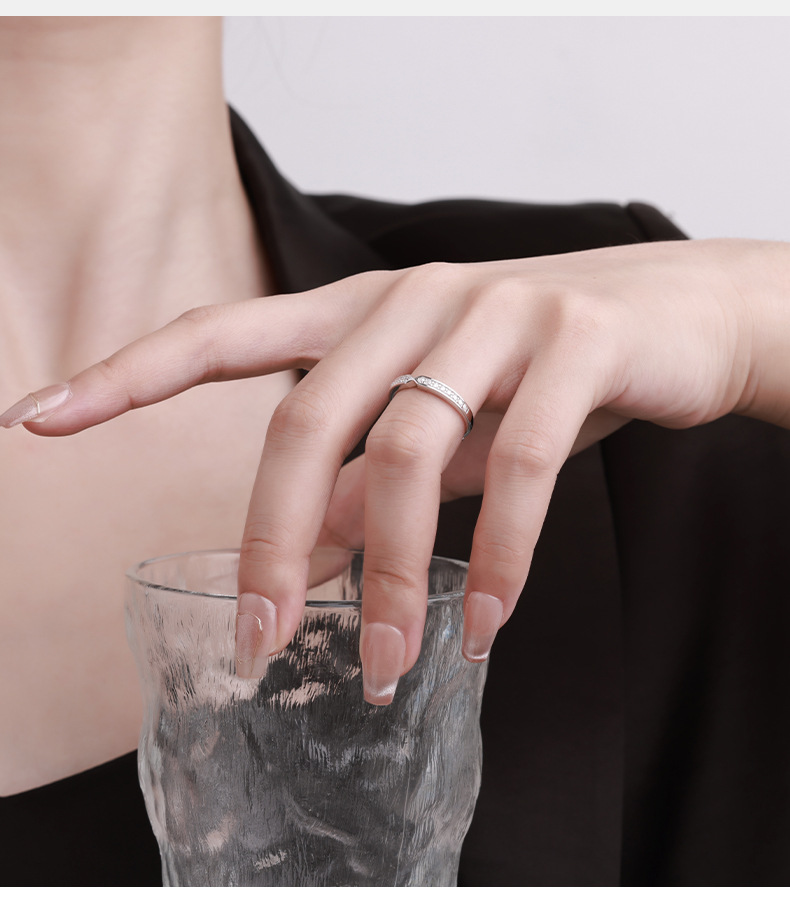 Zhuoheng Select S925 all-silver Moissanite wedding ring, simple and versatile, high-end design ring wholesale ring pic 10