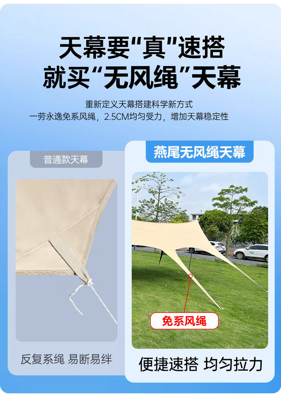 Dovetail canopy tent for outdoor lazy camping, no need to build a rain and sun protection camping sunshade, with thick black rubber canopy pic 20