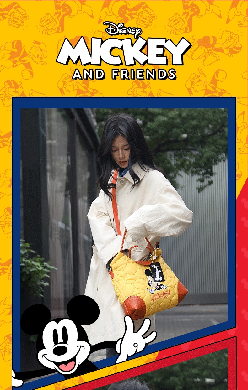 2025新款米奇刺绣绗缝包包女卡通时尚尼龙环保休闲手提旅行单肩包详情9