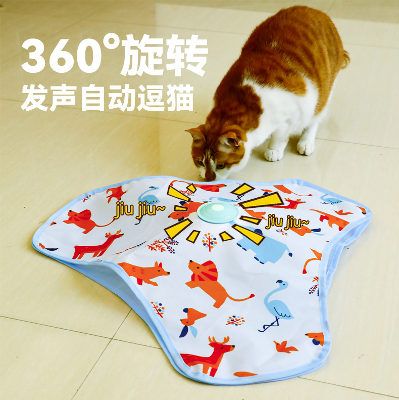 电动猫咪玩具智能逗猫解闷羽毛小猫玩具自动旋转USB猫转盘亚马逊详情3