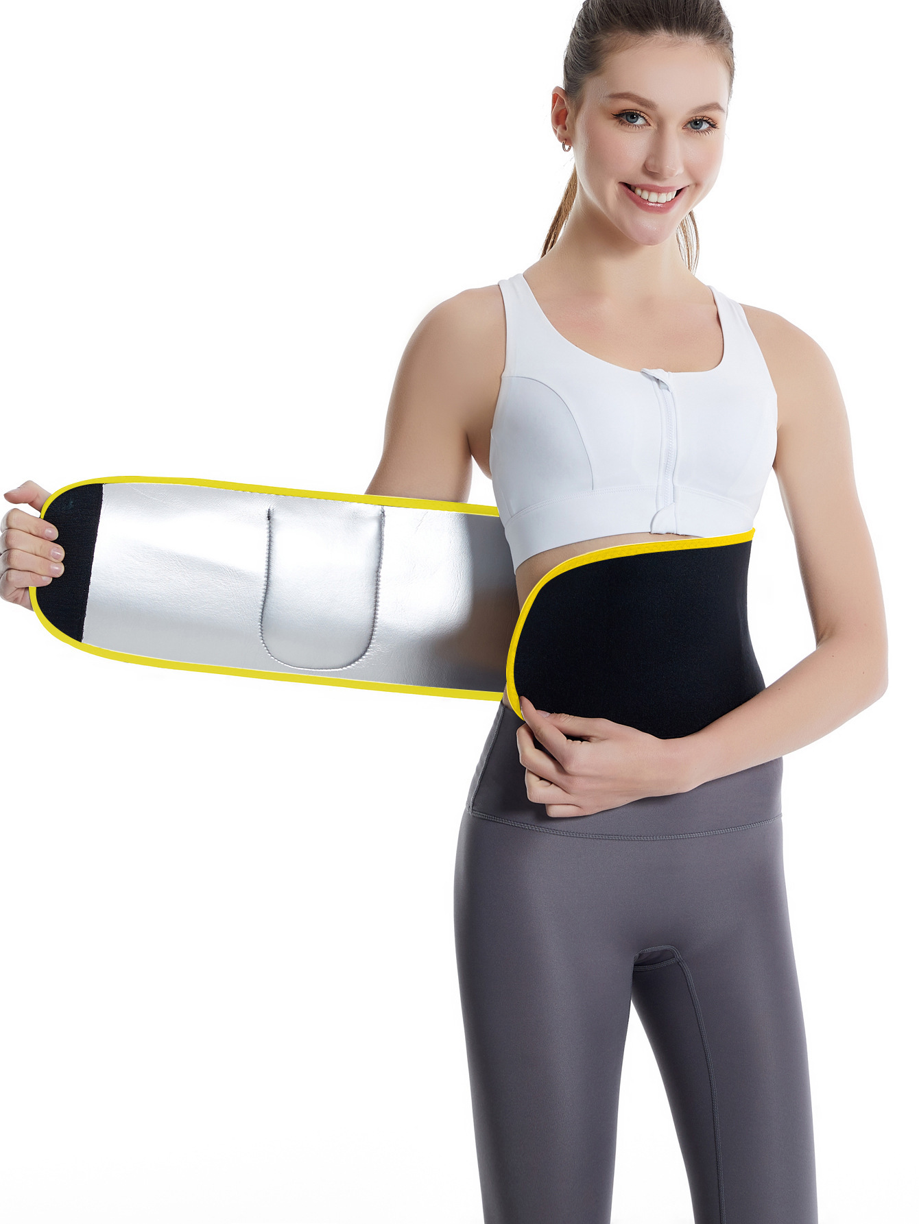 X Cross-border best-selling abdominal tightening belt, sauna sweat-absorbing belt, body-shaping belt, mobile phone bag, silver ion waist seal belt pic 25