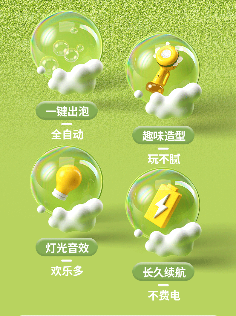 网红爆款全自动摇头灯光蜜蜂泡泡机户外儿童手持泡泡棒玩具批发详情4