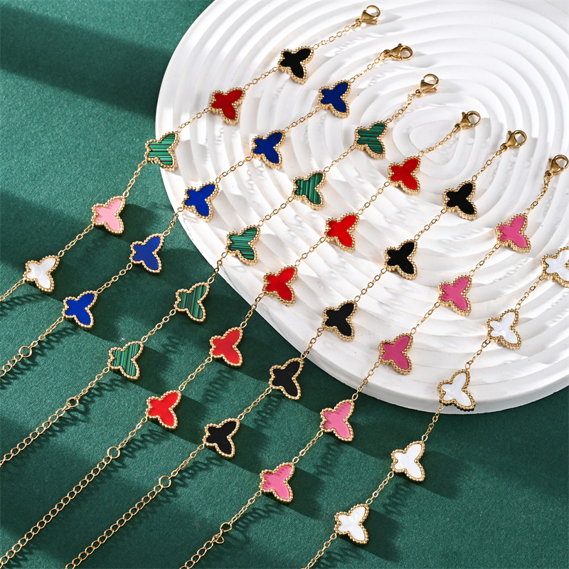 跨境时尚热销蝴蝶贝手链不锈钢简约脚链网红小众设计感饰品厂批发详情1