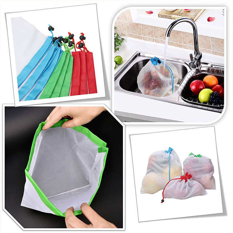 Direct sales from the manufacturer of in-stock net fabric drawstring bags, toy organizing and storage drawstring bags, polyester spliced fruit cleaning bags pic 13