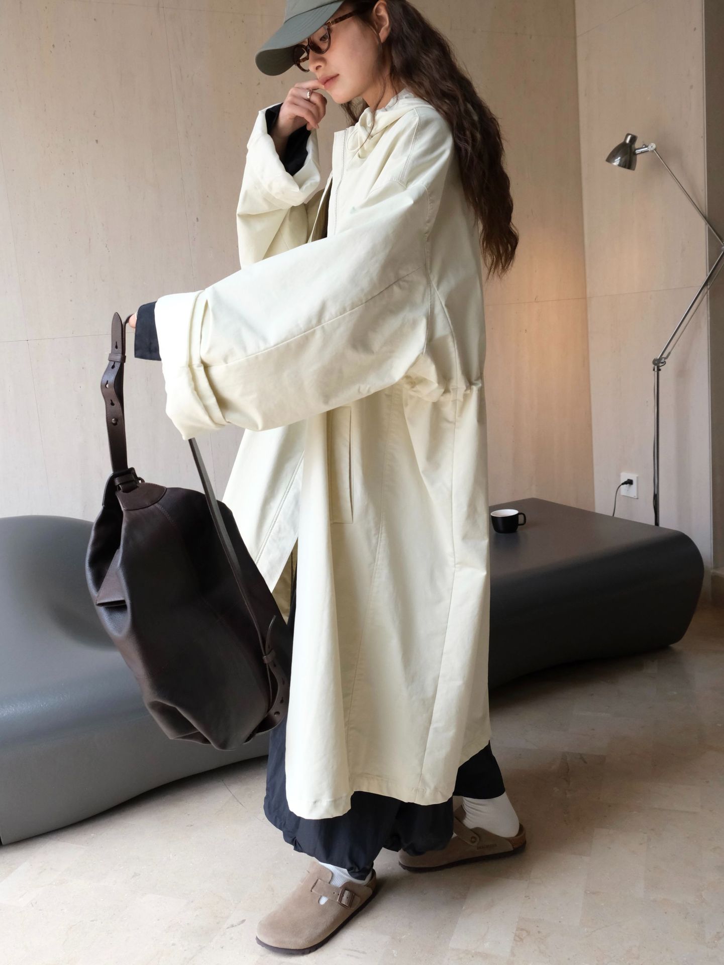 The new autumn Japanese-style outdoor street casual hooded silhouette windbreaker is a slimming and windproof long coat for women pic 51