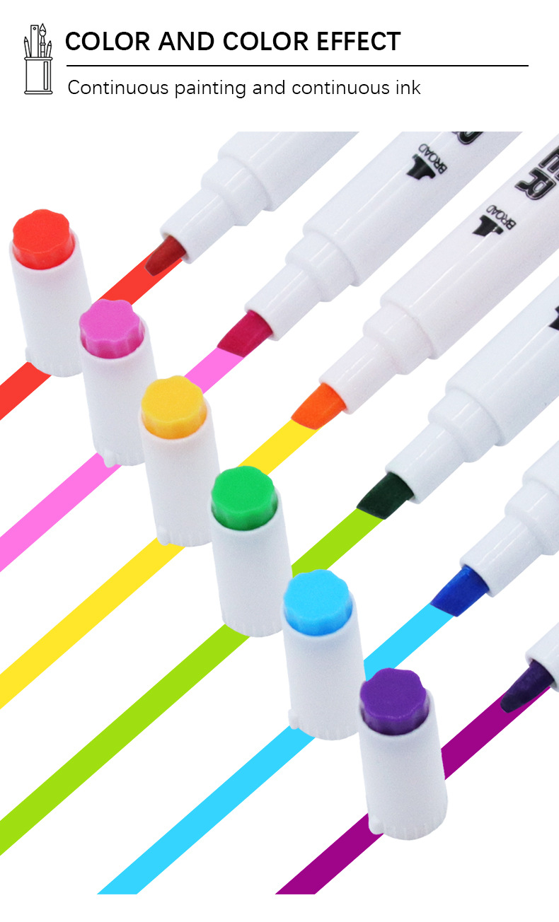 Yalong Cross-border 18-color double-pointed alcohol ink Marker, high-quality bucket smooth marker, office & School pic 3