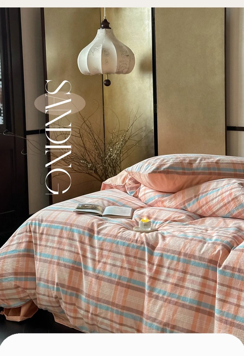 Muji pure cotton washed cotton four-piece set, Class a baby and mother grade bed sheets and duvet covers, all-cotton light luxury high-end bedding pic 9