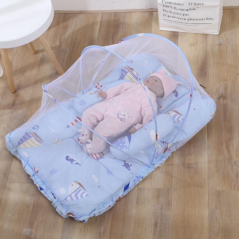 跨境爆款婴儿蚊帐新款宝宝折叠式带棉垫蚊帐床儿童卡通防蚊床批发详情59