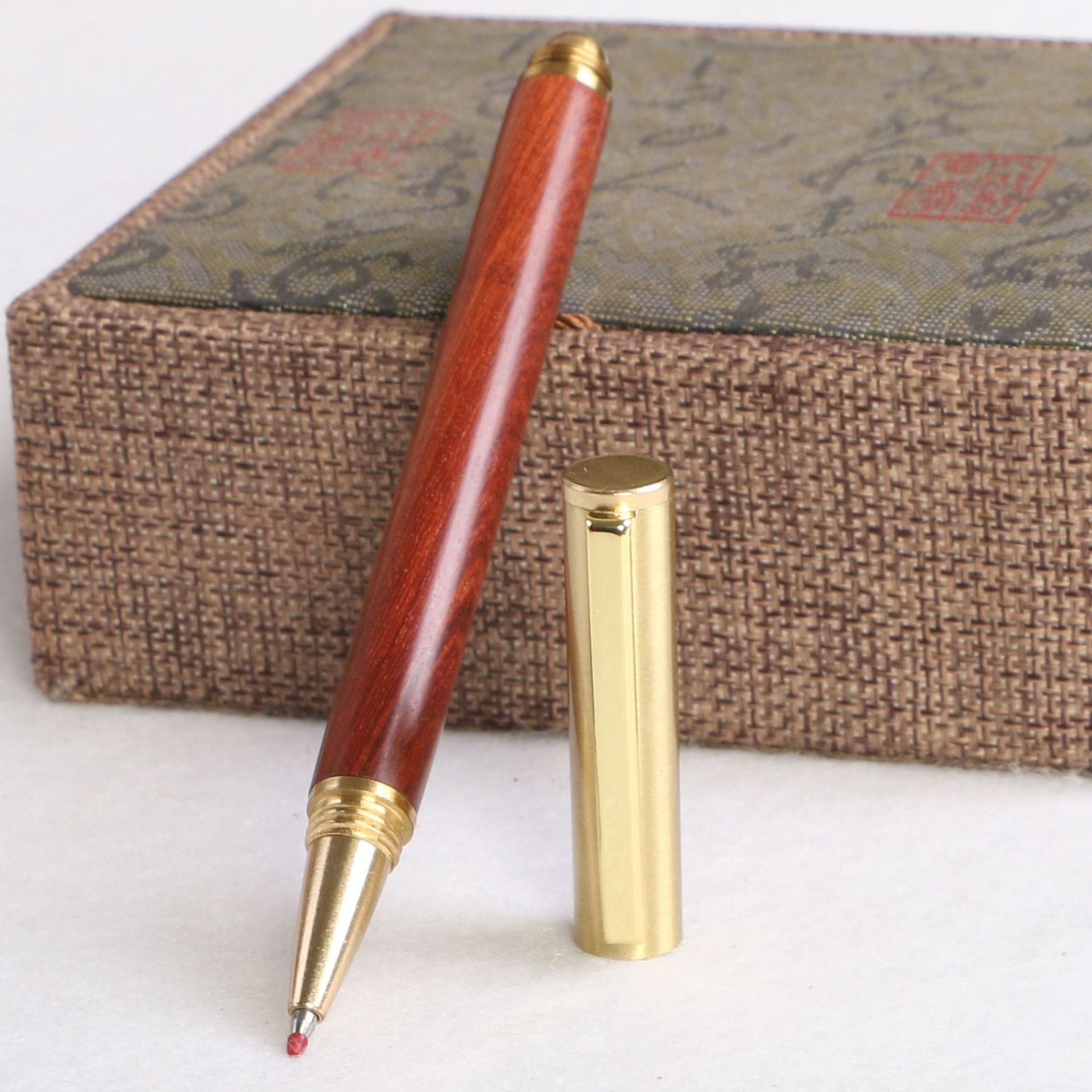 Wooden business pearl signature pen, brass solid wood pen clip, gel pen, LOGO printed, laser customized signature pen pic 20