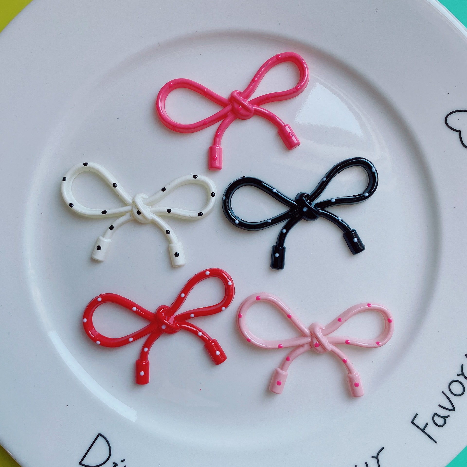 Polka dot hollowed-out bow five-pointed star accessories, diy phone case decoration, crocs, headwear, wholesale bags pic 6