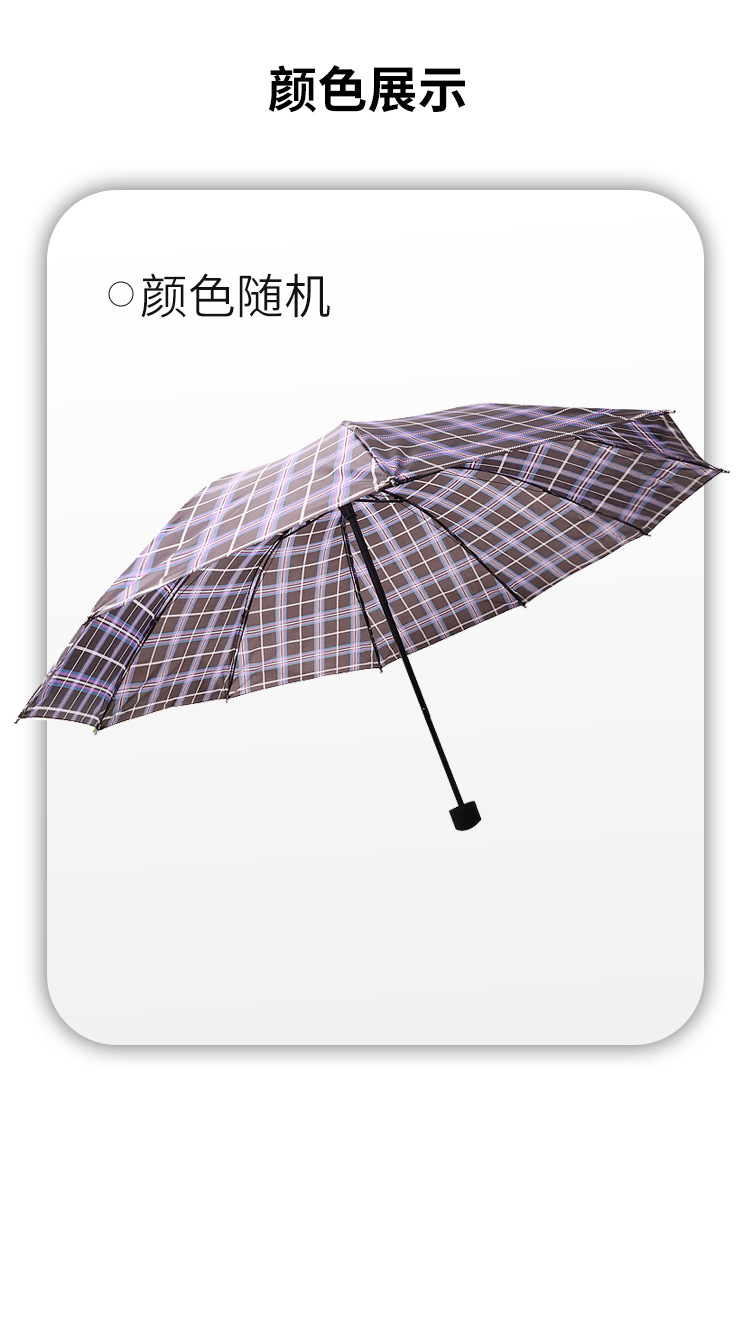 厂家批发10骨英伦格子雨伞手动商务折叠伞男女通用抗风雨伞批发详情9