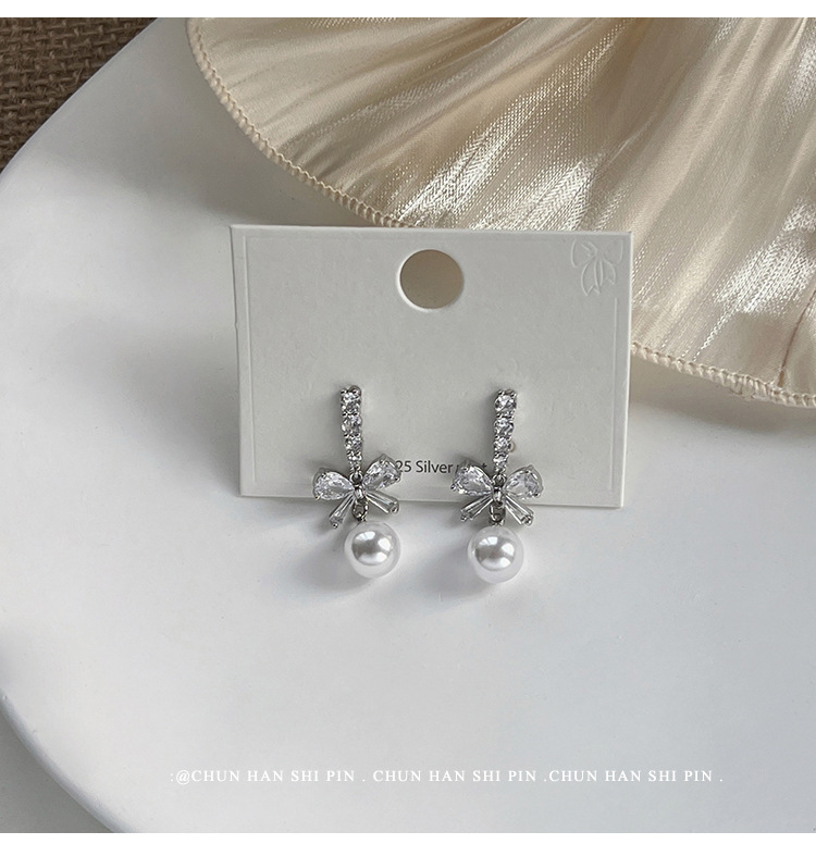 蝴蝶结珍珠无耳洞耳夹气质爆款小众设计感耳环可爱风时尚工厂耳饰详情18