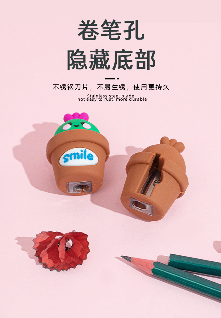 创意卡通恐龙手动卷笔刀学生削笔器PVC软胶不锈钢现货多色可爱详情5