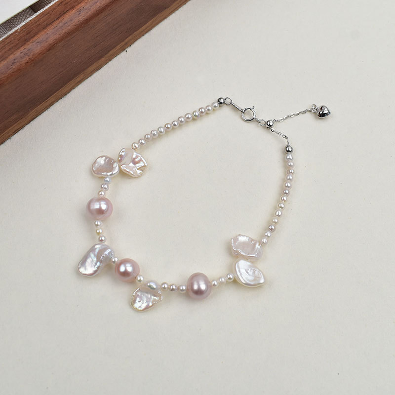 天然淡水珍珠花瓣珍珠项链套装时尚轻奢巴洛克异形珍珠颈链手链详情8