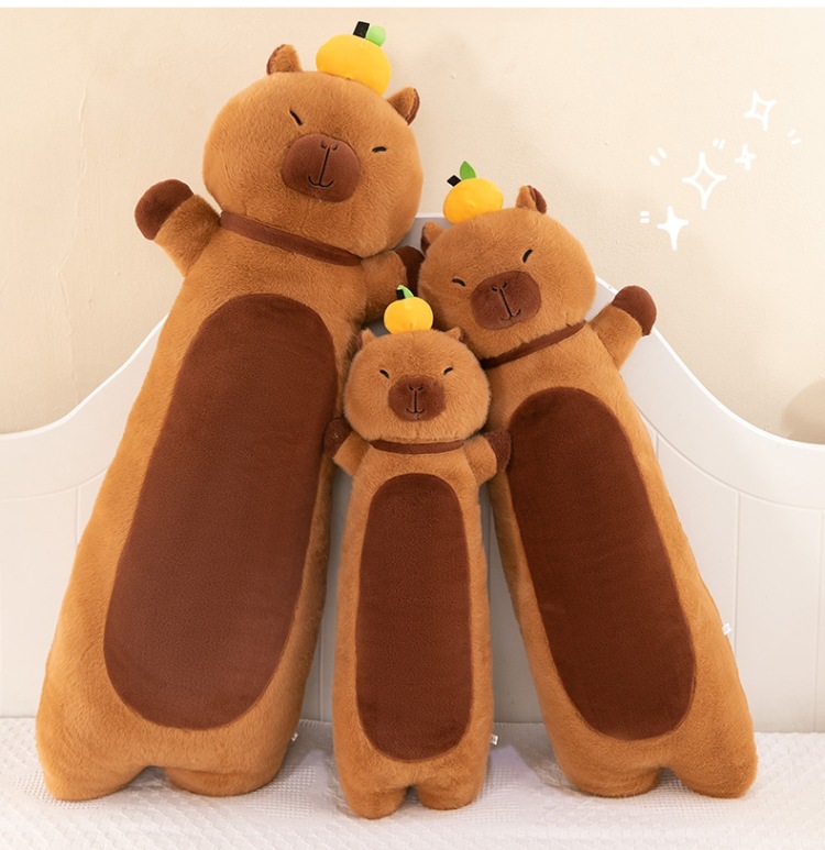 外贸创意长条卡皮巴拉抱枕可爱大号水豚公仔睡觉夹腿娃娃毛绒玩具详情19