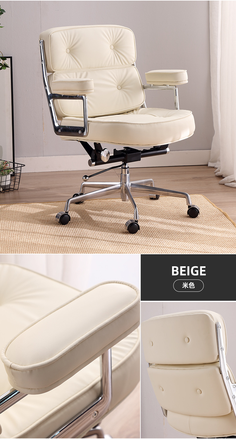Foshan Rujin beige study bedroom computer chair, home style adjustable office chair, study room meeting swivel chair pic 12