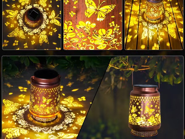 Cross-border solar hummingbird horse lantern Outdoor courtyard decoration waterproof ironwork hollowed-out lantern villa garden projection lamp pic 7