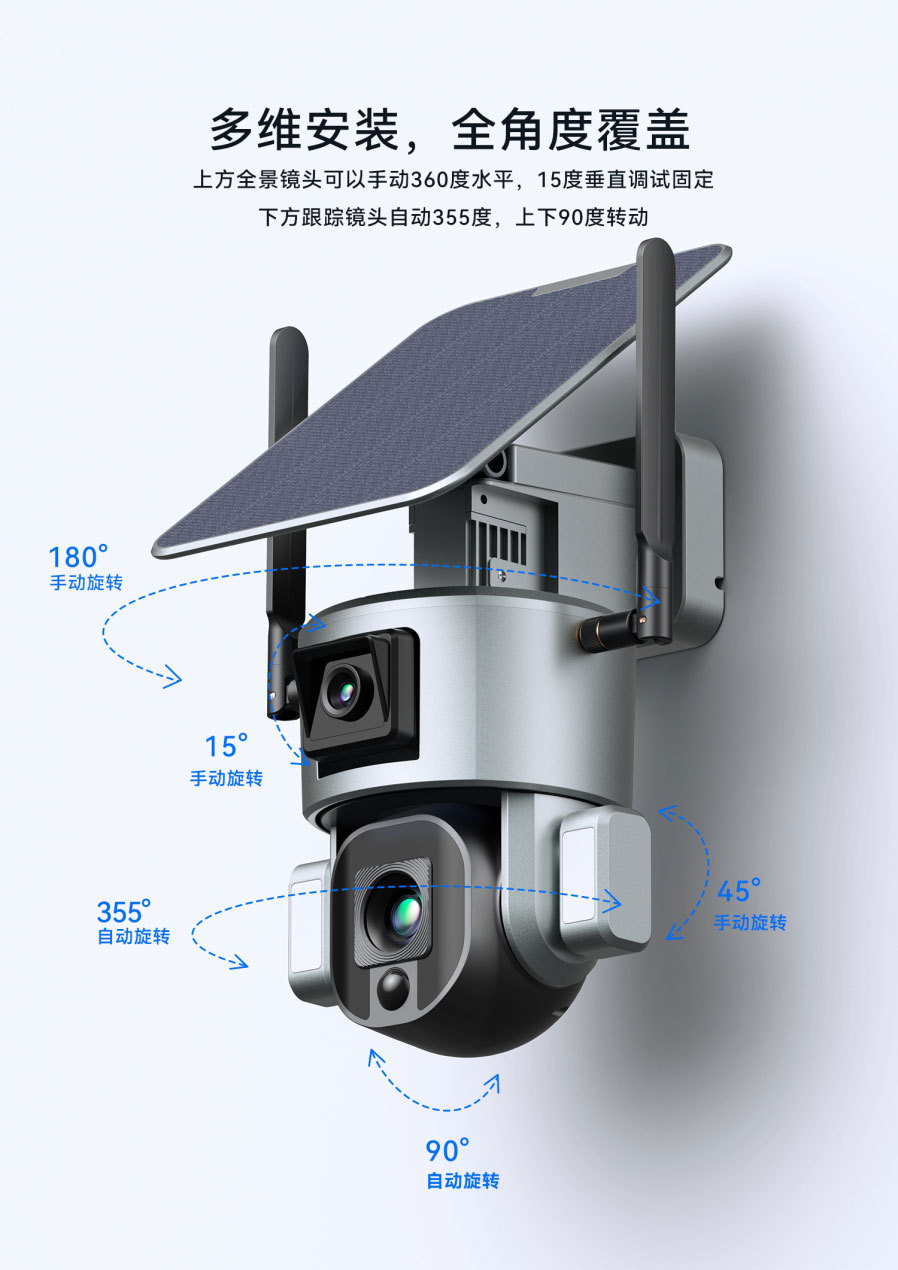 800万太阳能摄像头 WiFi10倍变焦双目摄像机 4G太阳能监控摄像头详情22