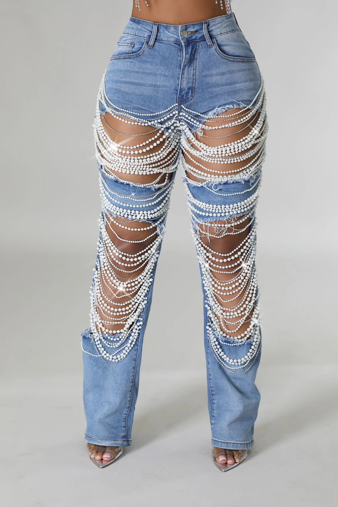 INS amazon aliexpress europa y Estados Unidos crossover 2026 big broach jeans mujer cadena de cuentas cadena colgante accesorios pantalones de corte recto pic 6