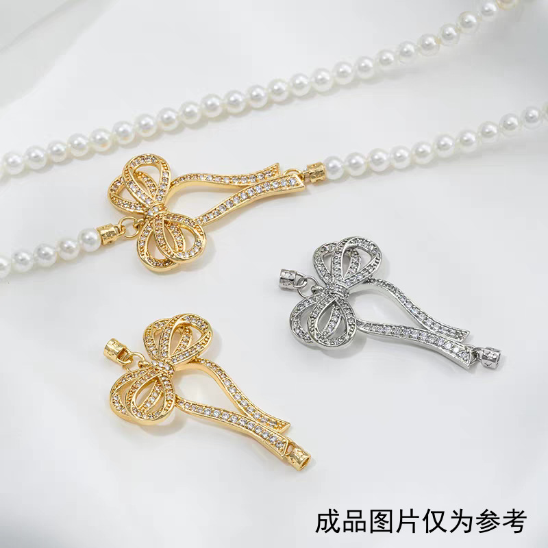 Wholesale of diy handcrafted accessories for 18k classic necklaces and bracelets with micro-inlaid white stone color retention and real gold plating pic 3