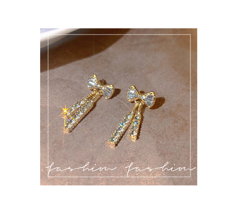 微镶蝴蝶结锆石水晶耳环时尚气质耳饰韩国新款潮设计感银针耳坠女详情17