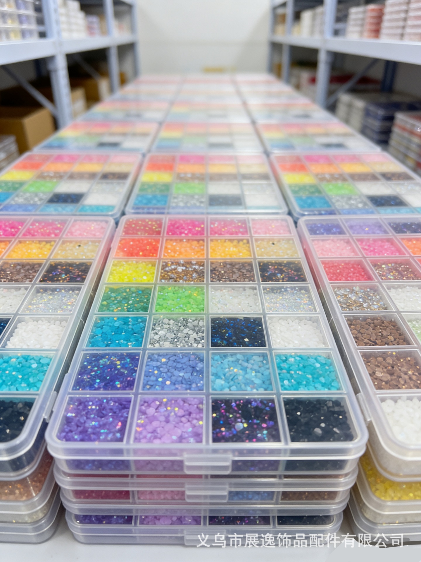 Amazon bestseller Customized 24283240 grid box AB color flat bottom jelly resin diamond box diy jewelry accessories pic 12