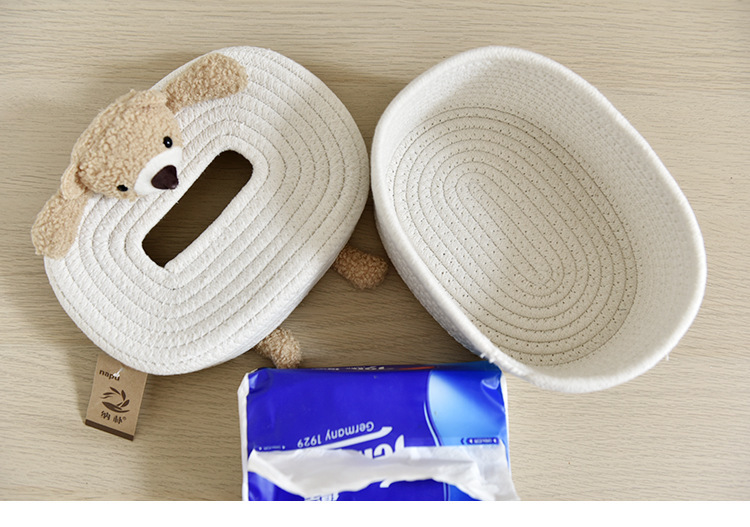 创意北欧风纸巾盒抽纸盒简约卡通棉绳长方形家用客厅餐桌餐巾盒详情6